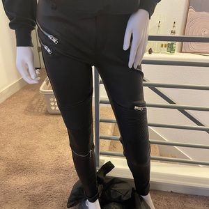 Black Crazy Lover Faux Leather Trousers - stretch -  28" W - UK Size 10